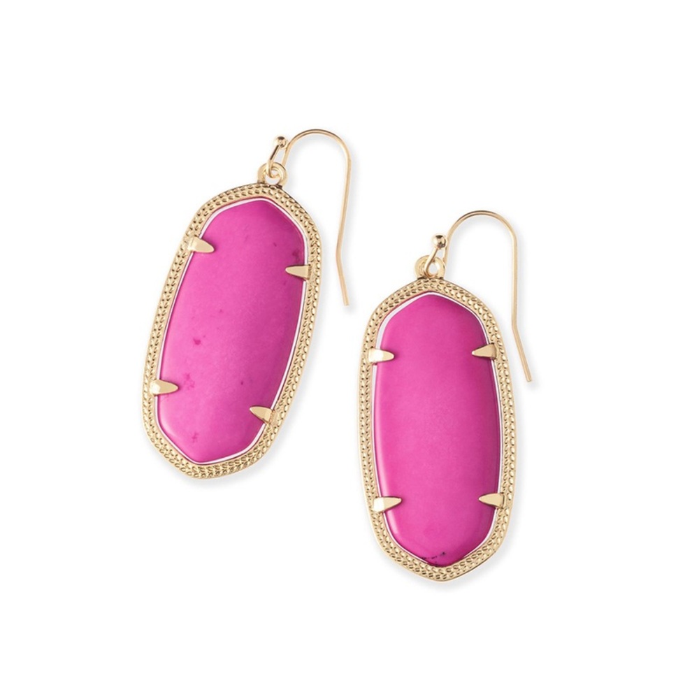 Kendra Scott Danielle Magenta Earrings Vintage Gold